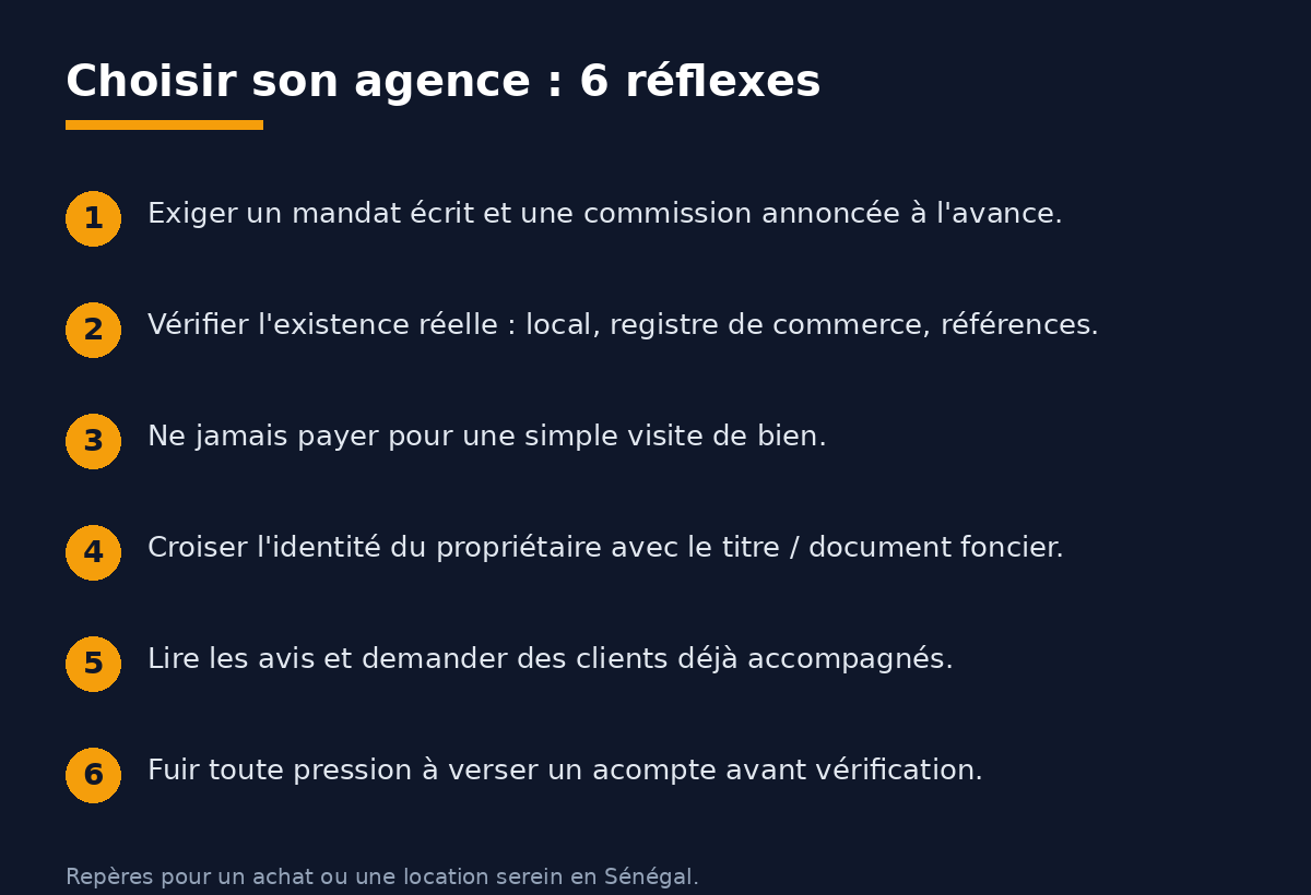 Checklist en 6 points pour choisir une agence immobilière sérieuse au Sénégal