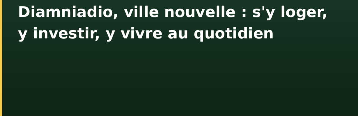 Diamniadio, ville nouvelle : s&rsquo;y loger, y investir, y vivre au quotidien