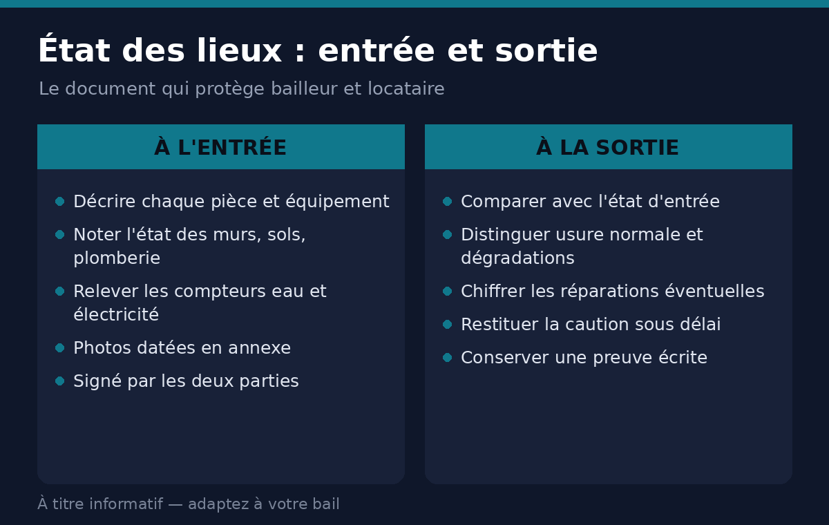 Checklist état des lieux d'entrée et de sortie au Sénégal pour bailleur et locataire