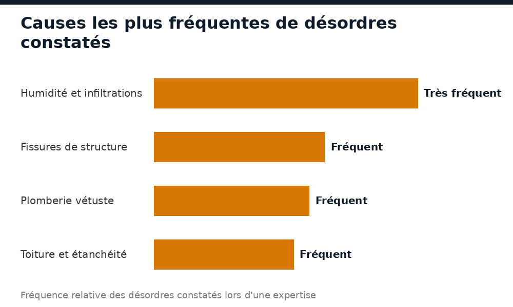 Graphique des causes les plus fréquentes de désordres constatés lors d'une expertise à Dakar