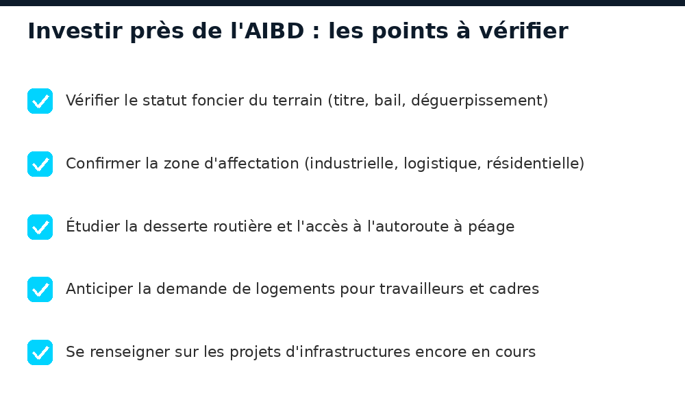 Checklist des points à vérifier avant d'investir près de la zone de Diass