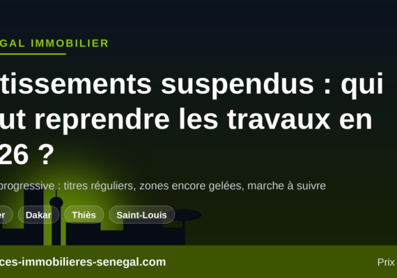 Lotissements suspendus au Sénégal : qui peut reprendre les travaux en 2026 ?