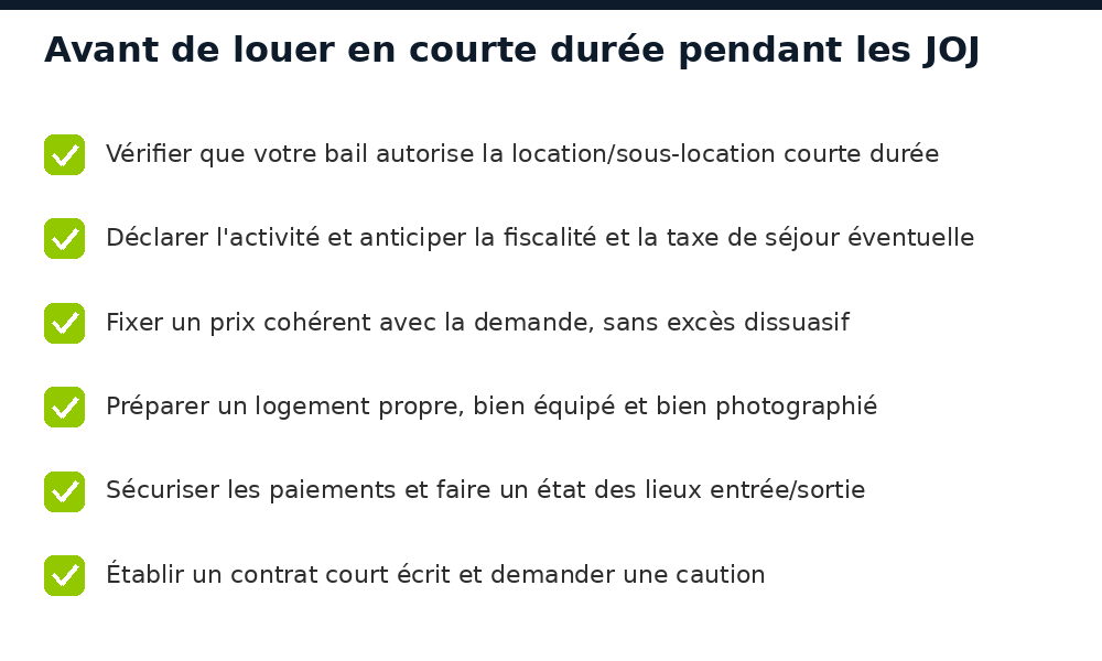 Liste des précautions avant de louer en courte durée à Dakar pendant les JOJ 2026