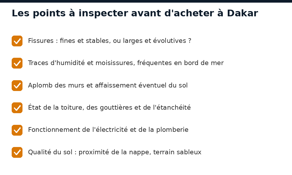 Checklist des points à inspecter avant d'acheter une maison à Dakar